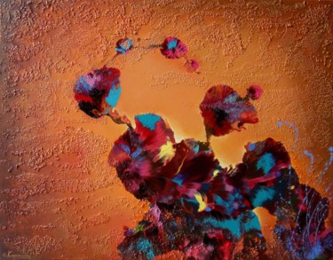 Painting titled "FLOWERS AT SUNSET" by Irini Karpikioti, Original Artwork, Acrylic