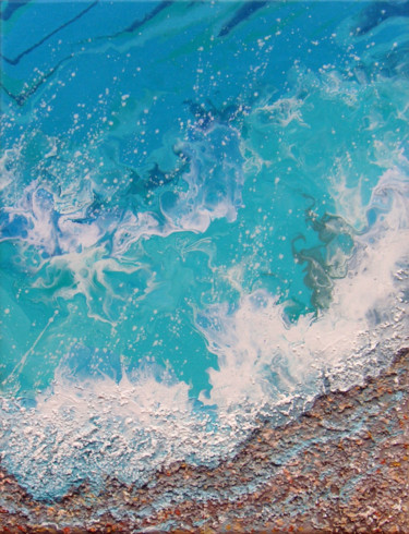 Pintura intitulada ""Turquoise  sea" Sm…" por Irini Karpikioti, Obras de arte originais, Acrílico