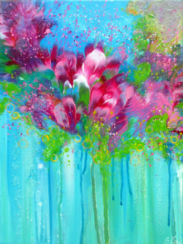 Pittura intitolato "FLORAL "Improbable…" da Irini Karpikioti, Opera d'arte originale, Acrilico