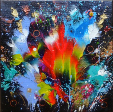 Painting titled "Colorful Flowers" by Irini Karpikioti, Original Artwork, Acrylic