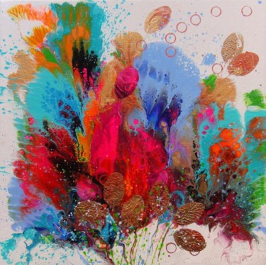 「"Abstract Flowers"…」というタイトルの絵画 Irini Karpikiotiによって, オリジナルのアートワーク, アクリル