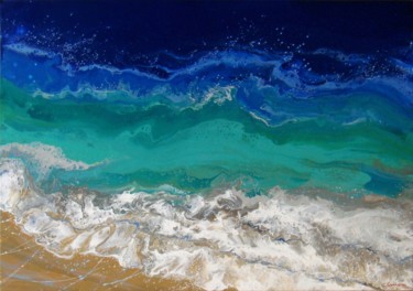 Pittura intitolato ""White waves" Large…" da Irini Karpikioti, Opera d'arte originale, Acrilico