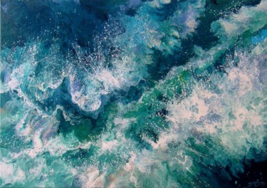 Ζωγραφική με τίτλο "Seascape "Turquoise…" από Irini Karpikioti, Αυθεντικά έργα τέχνης, Ακρυλικό
