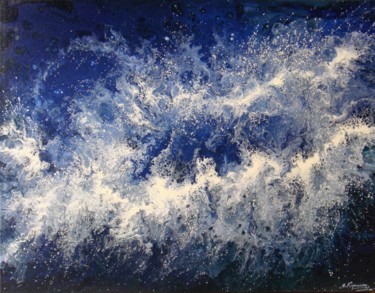 Malerei mit dem Titel "Seascape "Sea lace"…" von Irini Karpikioti, Original-Kunstwerk, Acryl