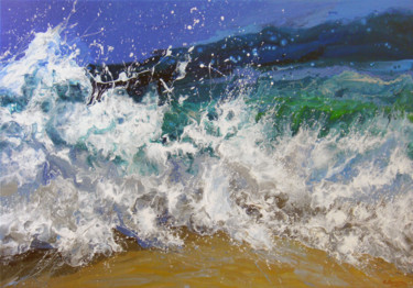Pittura intitolato ""Waves in the Sea"…" da Irini Karpikioti, Opera d'arte originale, Acrilico
