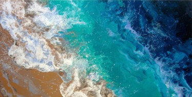 Malarstwo zatytułowany „"Sea Waves" Large P…” autorstwa Irini Karpikioti, Oryginalna praca, Akryl