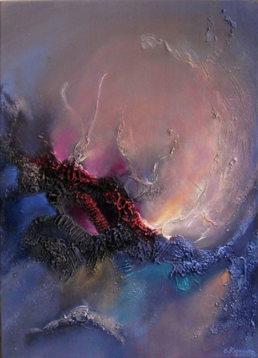 Painting titled "Abstract Sunset 2" by Irini Karpikioti, Original Artwork, Acrylic