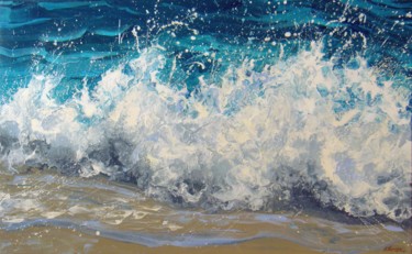 Pittura intitolato "“White waves” LARGE…" da Irini Karpikioti, Opera d'arte originale, Acrilico