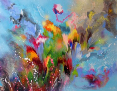 Картина под названием "Spring flowers" - Irini Karpikioti, Подлинное произведение искусства, Акрил