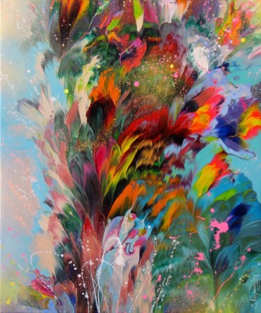 Pittura intitolato "Abstract Floral" da Irini Karpikioti, Opera d'arte originale, Acrilico