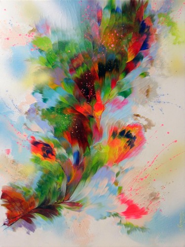 Peinture intitulée "Summer Bouquet" par Irini Karpikioti, Œuvre d'art originale, Acrylique