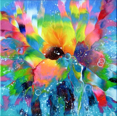 Painting titled ""Rainbow Flowers" S…" by Irini Karpikioti, Original Artwork, Acrylic