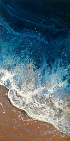 Malerei mit dem Titel ""Coastal Waves" LAR…" von Irini Karpikioti, Original-Kunstwerk, Acryl