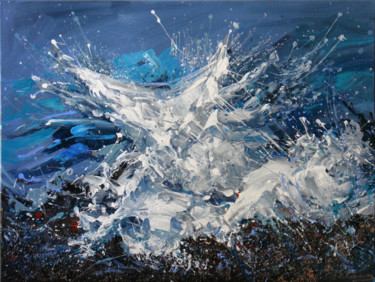 Картина под названием "Night Sea" - Irini Karpikioti, Подлинное произведение искусства, Акрил