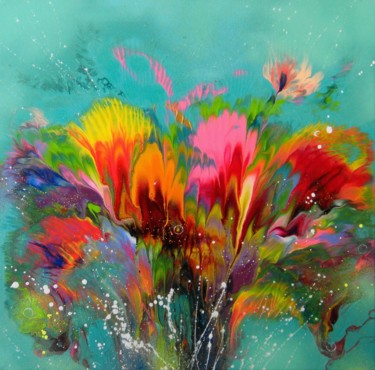 Painting titled "Passionate Flower-1" by Irini Karpikioti, Original Artwork, Acrylic