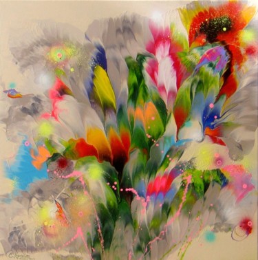 Peinture intitulée "Flowers of the Sun-2" par Irini Karpikioti, Œuvre d'art originale, Acrylique