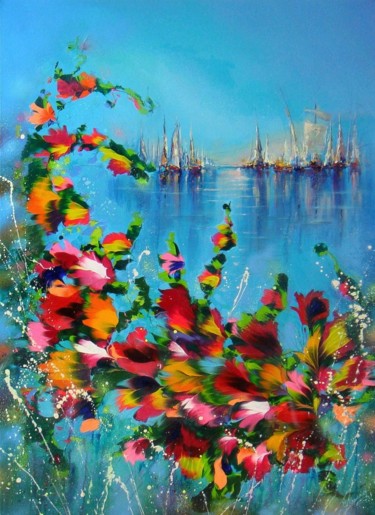 Картина под названием ""Sea Breath" Large…" - Irini Karpikioti, Подлинное произведение искусства, Акрил Установлен на Деревя…