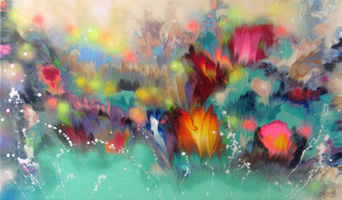 Peinture intitulée ""Floral musical acc…" par Irini Karpikioti, Œuvre d'art originale, Acrylique