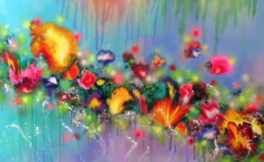 Peinture intitulée ""Fairy Flowers" VER…" par Irini Karpikioti, Œuvre d'art originale, Acrylique