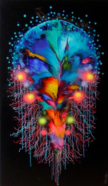 Painting titled ""Exotic Sea Blooms"…" by Irini Karpikioti, Original Artwork, Acrylic