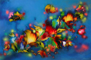 Painting titled "Evening Flowers" by Irini Karpikioti, Original Artwork, Acrylic