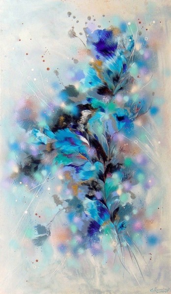 Картина под названием "Bouquet of Blues" - Irini Karpikioti, Подлинное произведение искусства, Акрил