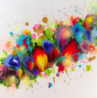 Malerei mit dem Titel "Summer Rainbow Flow…" von Irini Karpikioti, Original-Kunstwerk, Acryl