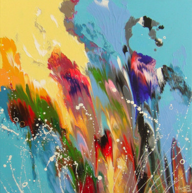Pintura titulada ""Sunny Day" Abstrac…" por Irini Karpikioti, Obra de arte original, Acrílico Montado en Bastidor de camilla…