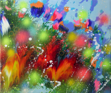 Painting titled "Wildflowers-2" by Irini Karpikioti, Original Artwork, Acrylic Mounted on Wood Stretcher frame