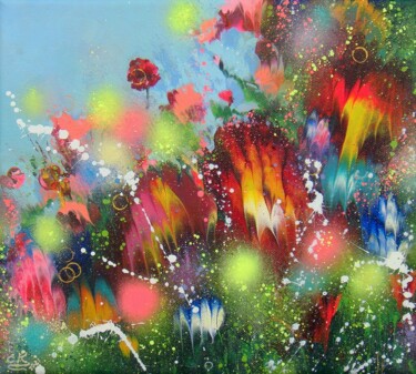 "Summer Flowers" başlıklı Tablo Irini Karpikioti tarafından, Orijinal sanat, Akrilik Ahşap Sedye çerçevesi üzerine monte edi…