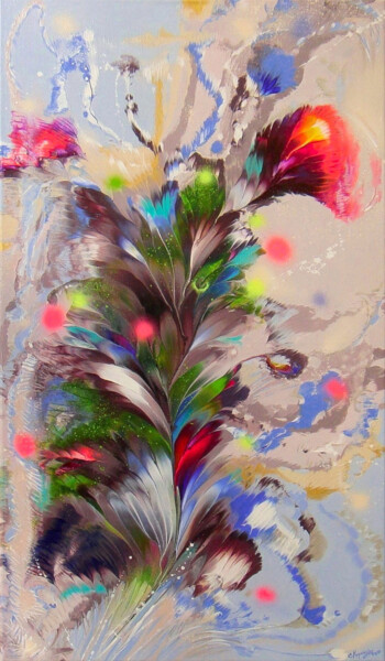 Картина под названием "Flower" - Irini Karpikioti, Подлинное произведение искусства, Акрил