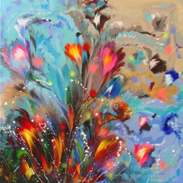 Картина под названием "”Blooming Spring Fl…" - Irini Karpikioti, Подлинное произведение искусства, Акрил Установлен на Дерев…