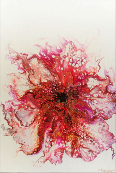Painting titled "Flower of Love 2" by Irini Karpikioti, Original Artwork, Acrylic Mounted on Wood Stretcher frame