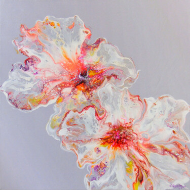 Painting titled "Whimsical Airy Flow…" by Irini Karpikioti, Original Artwork, Acrylic Mounted on Wood Stretcher frame