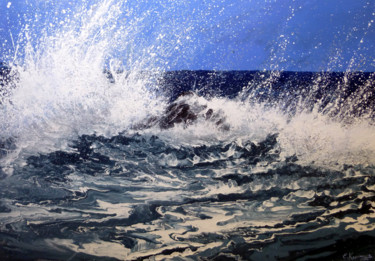 Painting titled "Seascape "Ocean wav…" by Irini Karpikioti, Original Artwork, Acrylic