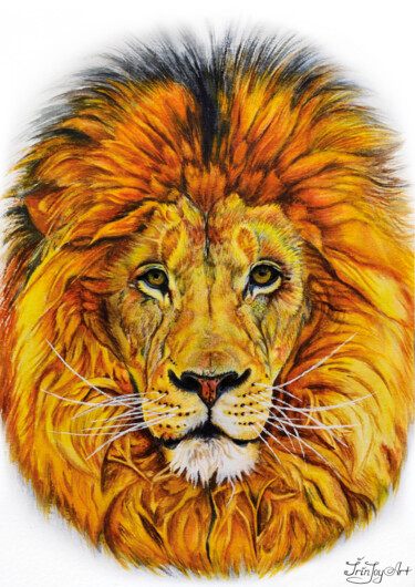 Malarstwo zatytułowany „Safari african lion…” autorstwa Irinjoyart, Oryginalna praca, Akwarela