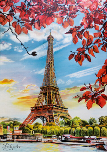 Pittura intitolato "Paris French Eiffel…" da Irinjoyart, Opera d'arte originale, Acrilico