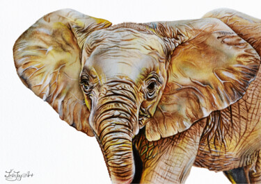 Pintura intitulada "Elephant Print Safa…" por Irinjoyart, Obras de arte originais, Aquarela
