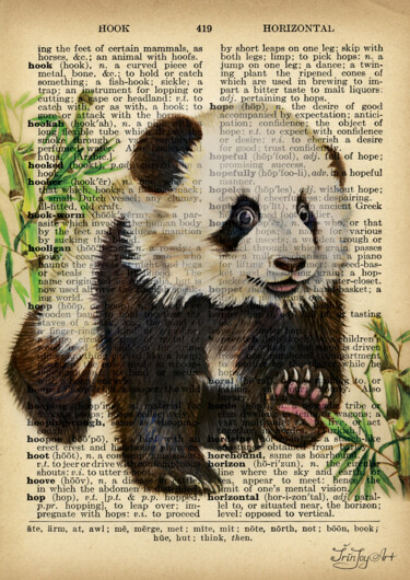 Collages getiteld "Panda bear animal w…" door Irinjoyart, Origineel Kunstwerk, Aquarel
