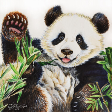 Malerei mit dem Titel "Panda Bear watercol…" von Irinjoyart, Original-Kunstwerk, Aquarell
