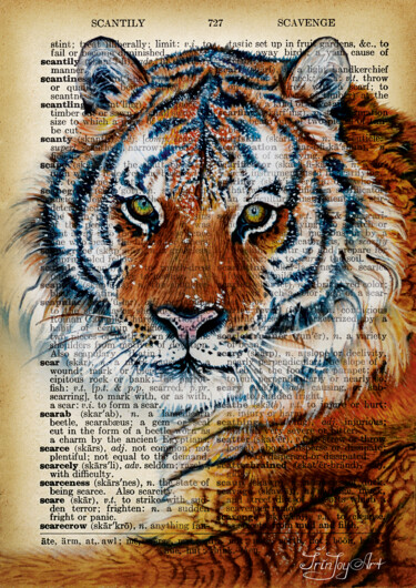 Druckgrafik mit dem Titel "Tiger Safari Animal…" von Irinjoyart, Original-Kunstwerk, Analogdruck