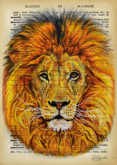 Estampas & grabados titulada "Lion animal wall ar…" por Irinjoyart, Obra de arte original, Impresión analógica