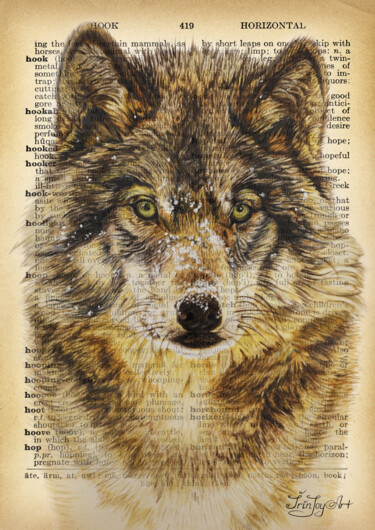 Impressões e gravuras intitulada "Wolf watercolor pai…" por Irinjoyart, Obras de arte originais, Impressão digital