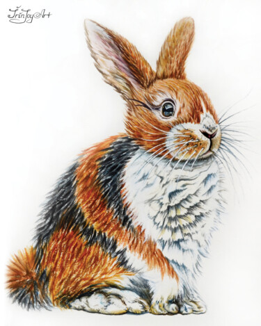 Schilderij getiteld "Rabbit bunny animal…" door Irinjoyart, Origineel Kunstwerk, Aquarel