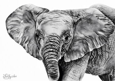 Pintura intitulada "Safari African Elep…" por Irinjoyart, Obras de arte originais, Aquarela