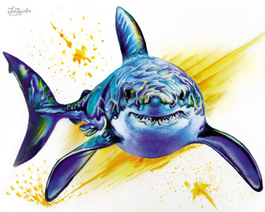 Painting titled "Whale shark Ocean a…" by Irinjoyart, Original Artwork, Watercolor