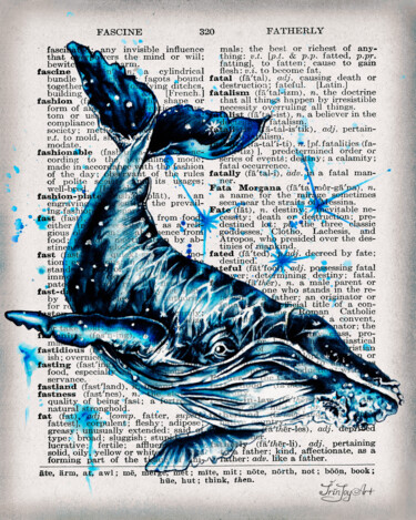 Malerei mit dem Titel "Great Whale Shark V…" von Irinjoyart, Original-Kunstwerk, Aquarell