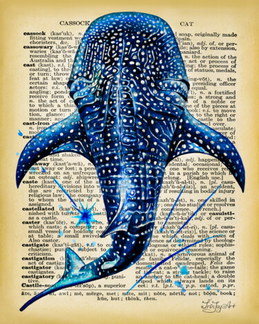 Malerei mit dem Titel "Vintage Blue Sea Wh…" von Irinjoyart, Original-Kunstwerk, Aquarell