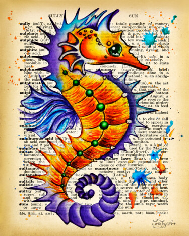 Malarstwo zatytułowany „Vintage sea horse S…” autorstwa Irinjoyart, Oryginalna praca, Akwarela