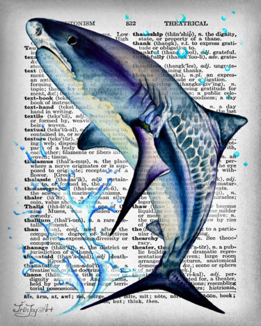 Ζωγραφική με τίτλο "Sea whale shark wal…" από Irinjoyart, Αυθεντικά έργα τέχνης, Ακουαρέλα
